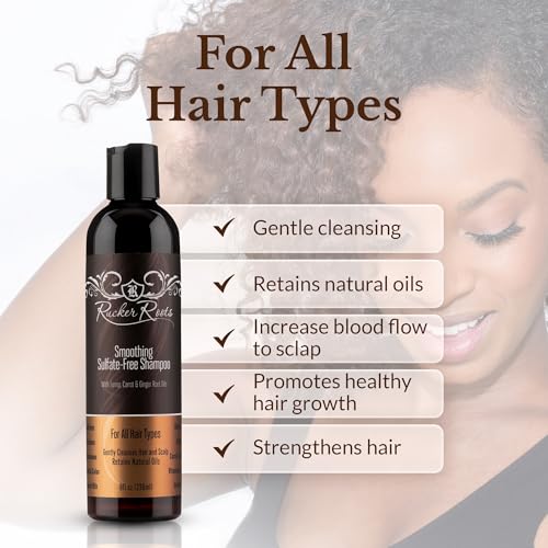Rucker Roots Smoothing Sulfate Free Shampoo |Ginger, Turnip, Carrot Root Oils| For All Hair Types| Gentle Cleanser| Shea Butter| Argan Oil| Cocoa Seed Butter| Antioxidants - Image 3