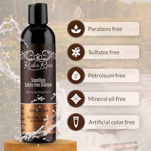 Rucker Roots Smoothing Sulfate Free Shampoo |Ginger, Turnip, Carrot Root Oils| For All Hair Types| Gentle Cleanser| Shea Butter| Argan Oil| Cocoa Seed Butter| Antioxidants - Image 4