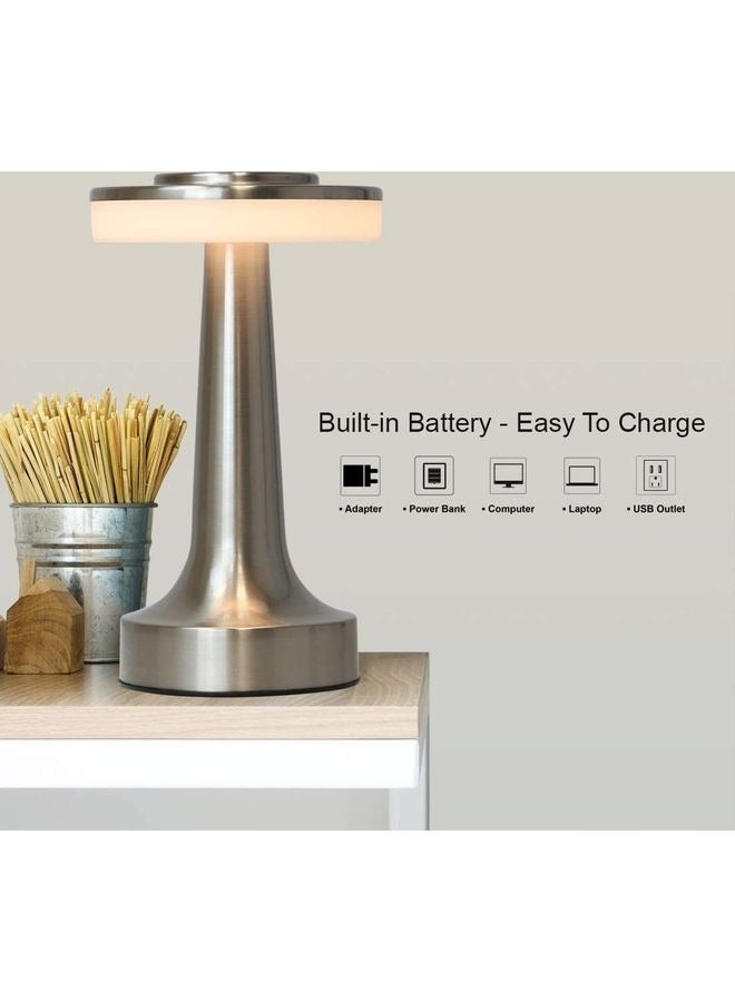 Captaintech Rechargeable 3-Levels Brightness Night Light Portable LED Table Lamp with Touch Sensor Silver 21 x 9cm - Image 3