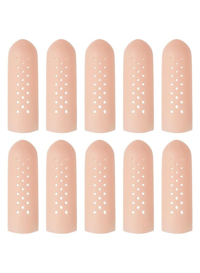 PATIKIL Finger Covers Cots, Silicone Finger Tips Protectors Gloves Breathable Fingertip Caps Reusable with Air Holes for Dry Skin Finger Cracking, 1.77x0.67inch, 10 Pcs - Image 1