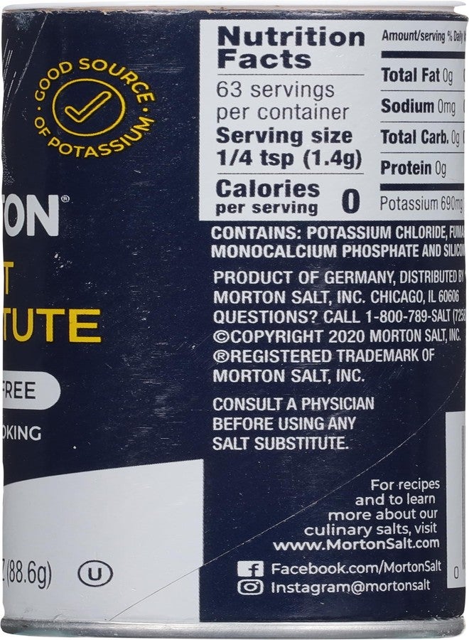 Morton Salt Substitute, Sodium Free, 3.125oz, 2 Pack - Image 2