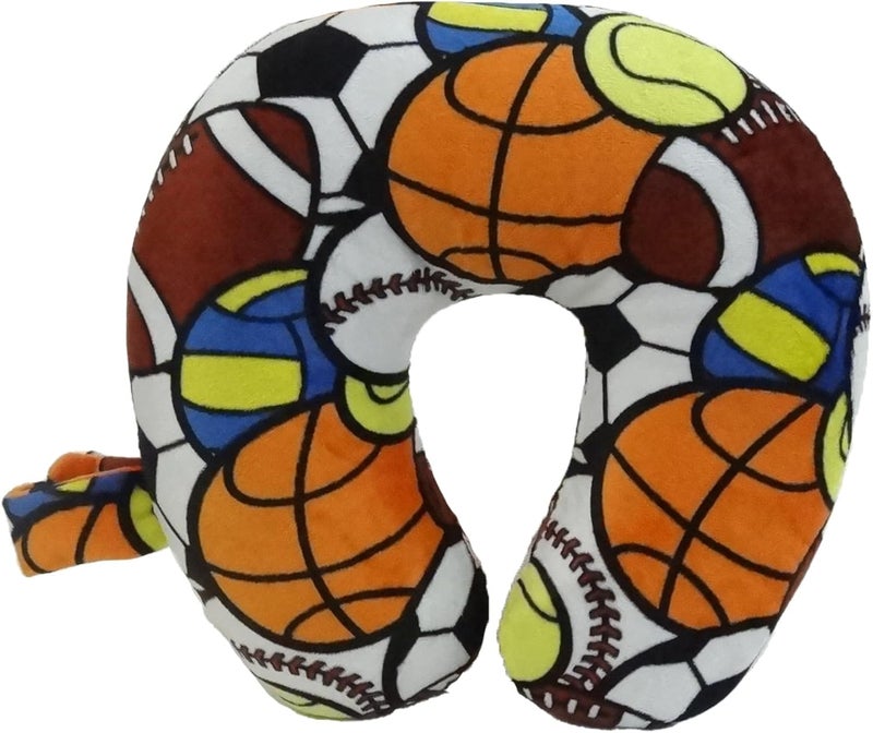 Kids Cozy Soft Microfiber Neck Pillow, Compact, Perfect for Plane or Car Travel, All Sports