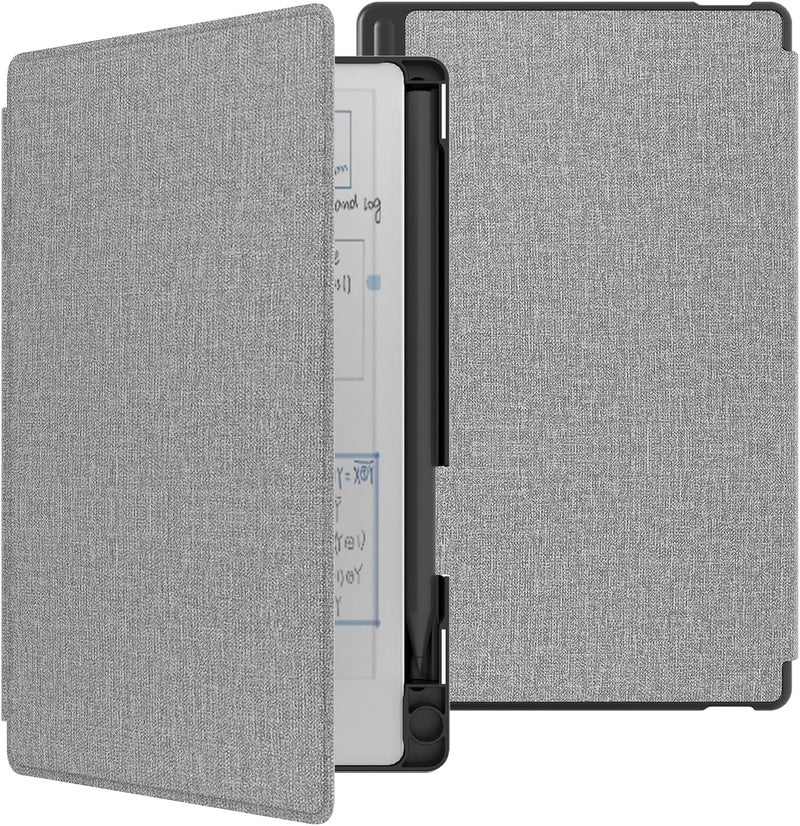 E NET-CASE غلاف لجهاز Remarkable Paper Pro Move 7.3 بوصة، غلاف كتابي بملمس جلدي مع حامل قلم مدمج للإصدار 2025 (رمادي) - Image 1