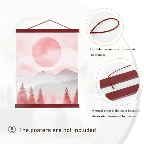 Artmag Magnetic Poster Hanger Frame, 8x10 8x12 8x24 Light Wood Wooden Magnet Canvas Artwork Print Poster Hangers Frames Hanging Kit (Mahogany, 8") - Image 2