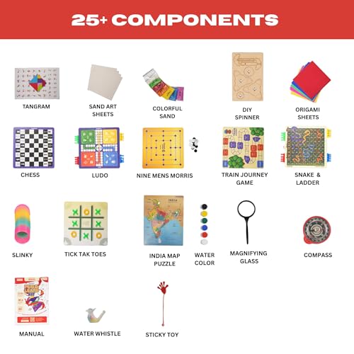 CRAZINOS 100 in 1 Fun and Learn Games Gift Kit for Kids | 6 in 1 Board Games & STEM Learning Toy | Brain Development Activity Set | Birthday Gift for Boys & Girls - Image 3