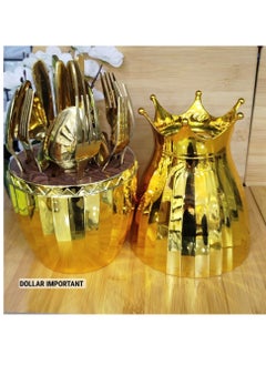 Generic A set of 24 egg-shaped spoons, forks and knives 6 tablespoons 6 small spoons 6 large forks 6skin Metal that does not rust, stamped and gold  - Image 3