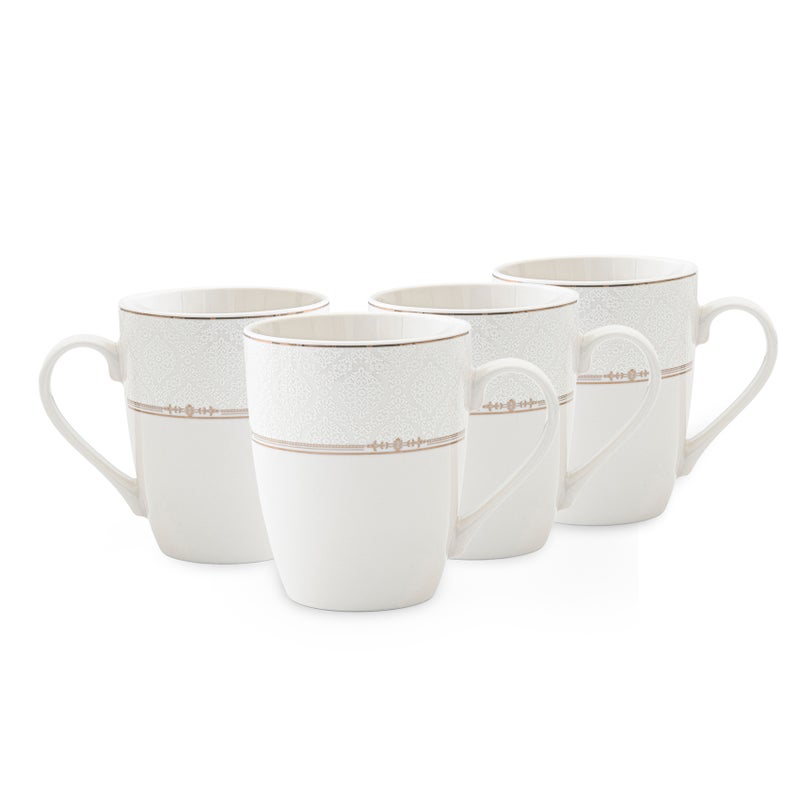Shallow ISLA New Bone China Mug 355 ml – Classic White Coffee & Tea Mug for Daily Use, Brunch, Coffee Station, Ramadan, Eid, Diwali & Gifting (Set of 4) - Image 1