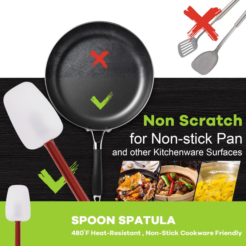 heffiso Silicone Rubber Spatula Set of 3, High Heat Set, Commercial Rubber Spatula (1 Spoonula + 2 Scrapers (9.5 Inches)) - Image 3