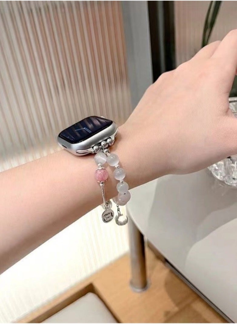 Cat's Eye Stone Bracelet Elastic Watch Band AppleWatch Cute Band Pendant Suitable for Apple Watch Straps S7/S8 41mm - Image 2