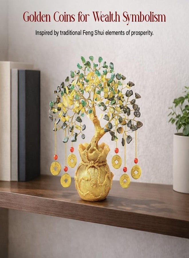 Crocon® Money Wealth Crystal Tree with Artificial Coin Pot Base Bonsai for Home & Office Decor Good Luck 6 Feng Shui Coins Money Tree Crystal Spiritual Gifts for Women Mom Sister Desk Bookshelf Decor - Image 4