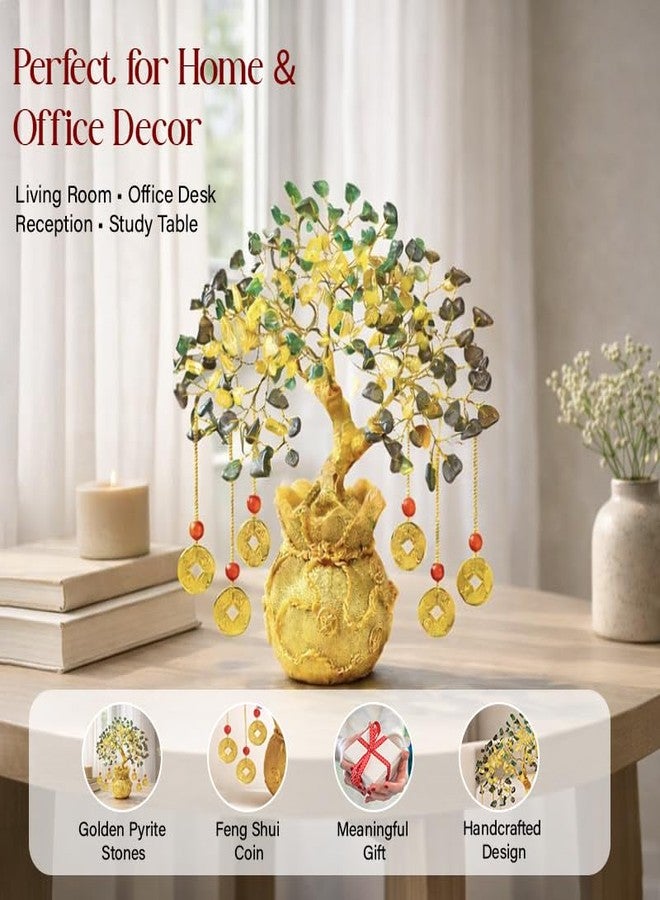Crocon® Money Wealth Crystal Tree with Artificial Coin Pot Base Bonsai for Home & Office Decor Good Luck 6 Feng Shui Coins Money Tree Crystal Spiritual Gifts for Women Mom Sister Desk Bookshelf Decor - Image 3