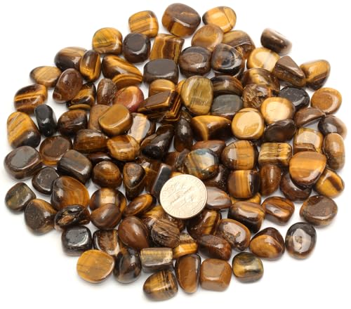 ZenQ 1 lb Tigers Eye Tumbled Stone Chips Crushed Natural Crystal Quartz Pieces 0.47-0.66 Inch Each - Image 2