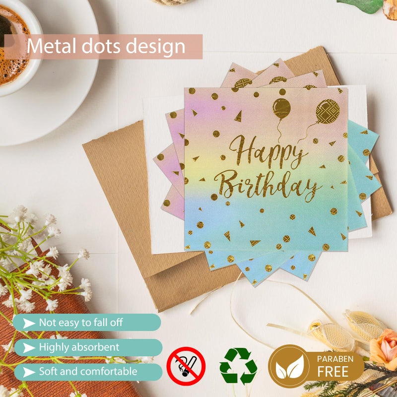 KFJBPB 48PCS Happy Birthday Plates and Napkins Party Supplies  Colorful and Gold Disposable Paper Plates and Napkins with Forks Tableware Set for Birthday Party Decorations 16 Guests (Colorful) - Image 4