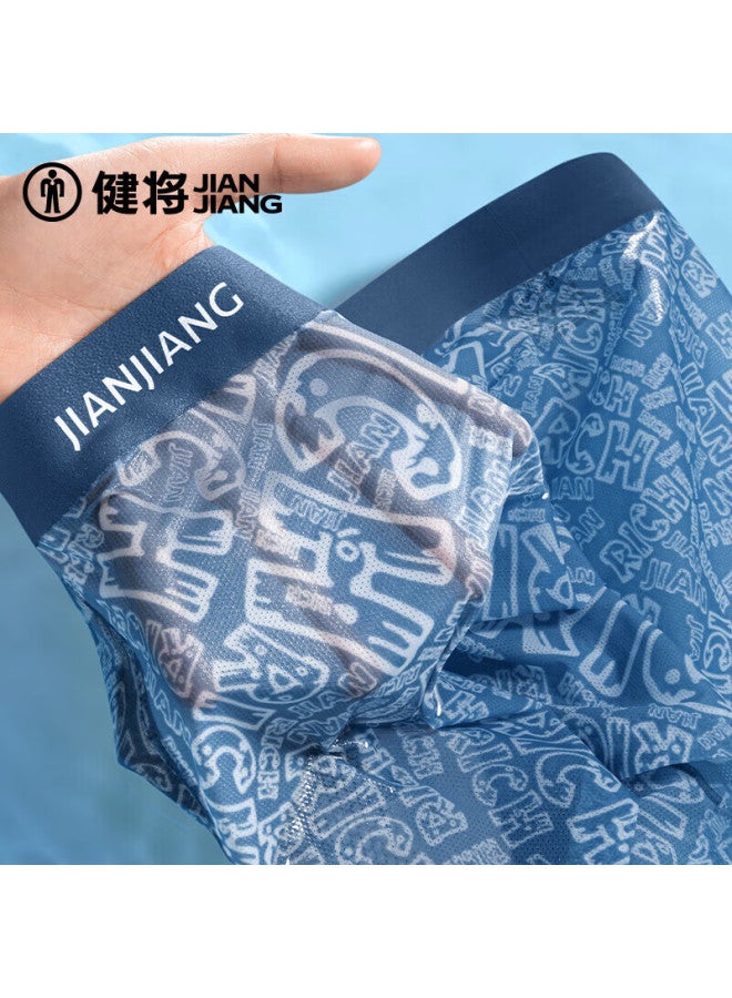 Jianjiang Antibacterial Men's Underwear, Silk-like Seamless Boxer Briefs, Youth Underwear For Men, Summer Mesh Breathable, 3-pack