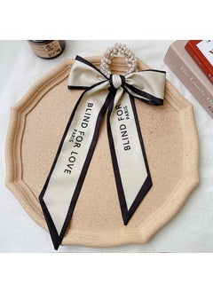 FQ007-6# beige letter Pearl ribbon hair ring
