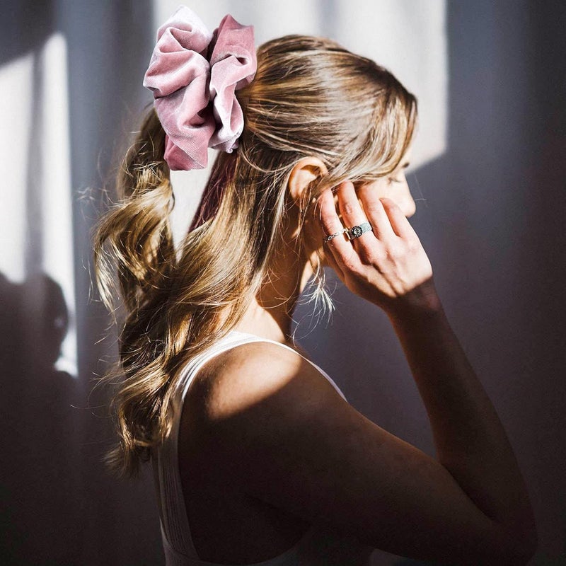 Sky Shine 6 Pcs Black Oversized Velvet Scrunchies – 7.5 Inch Large Soft Hair Ties for Thick, Curly & Long Hair, Jumbo Silk-Like Elastic Hair Bands for Women Girls - Image 2