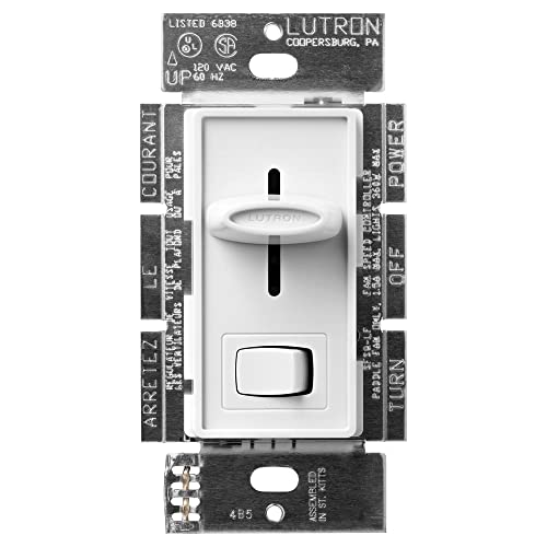 Lutron Skylark 1.5 Amp Single-Pole 3-Speed Slide-to-Off Fan and Light Control, SFSQ-LFH-WH, White - Image 1