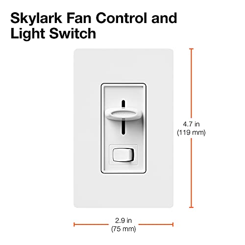 Lutron Skylark 1.5 Amp Single-Pole 3-Speed Slide-to-Off Fan and Light Control, SFSQ-LFH-WH, White - Image 5