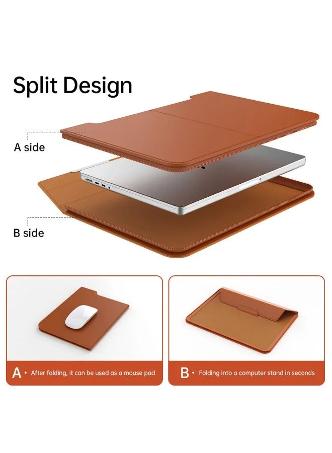 Mobcos Mobcos Brown Laptop Sleeve Mobcos Brown Laptop Sleeve Bag for 15–16 Inch Laptops | Slim Premium PU Leather Waterproof Protective Case with Soft Inner Lining, Smooth Zipper & Lightweight  | Best Price UAE