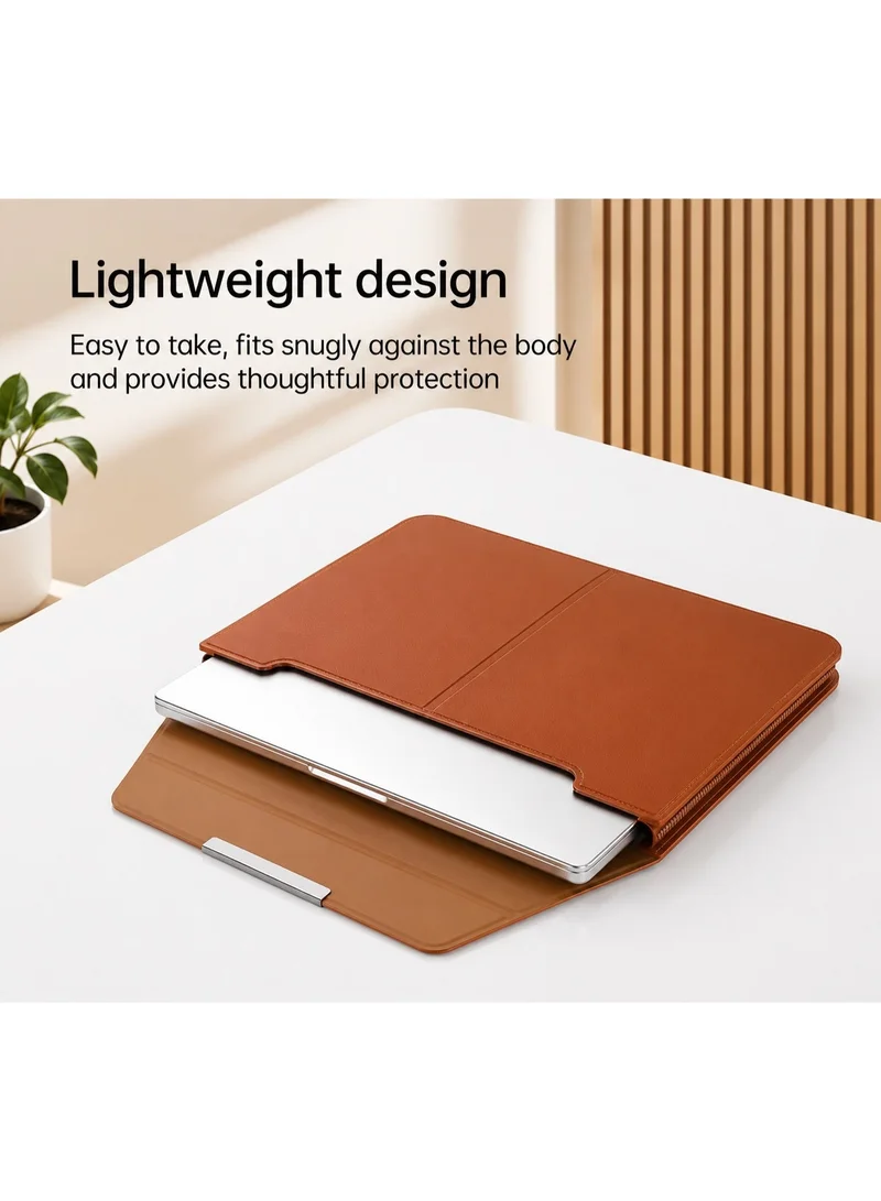 Mobcos Mobcos Brown Laptop Sleeve Mobcos Brown Laptop Sleeve Bag for 15–16 Inch Laptops | Slim Premium PU Leather Waterproof Protective Case with Soft Inner Lining, Smooth Zipper & Lightweight  | Best Price UAE