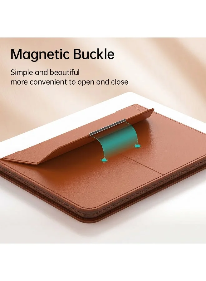 Mobcos Mobcos Brown Laptop Sleeve Mobcos Brown Laptop Sleeve Bag for 15–16 Inch Laptops | Slim Premium PU Leather Waterproof Protective Case with Soft Inner Lining, Smooth Zipper & Lightweight  | Best Price UAE
