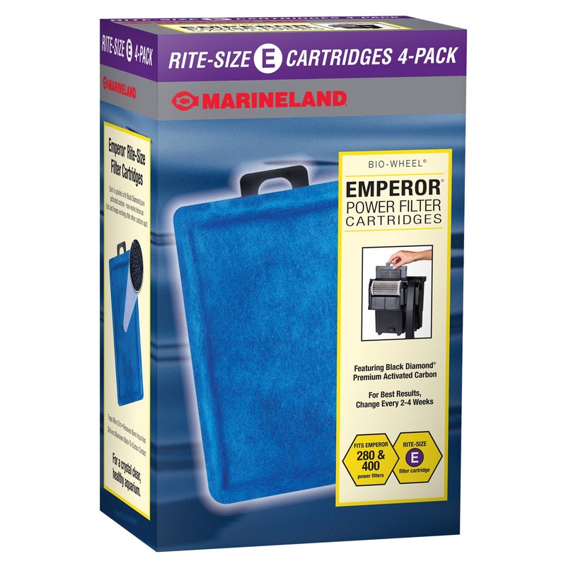 Marineland Emperor Power Filter Cartridge Rite-Size E, 4 Count, Replacement Cartridge For Aquarium Filtration, E - Purple, 4 Count (Pack of 1) - Image 1
