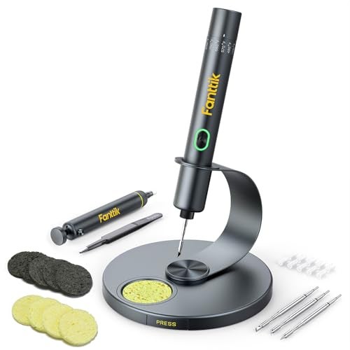Fanttik T1 Max Soldering Iron Kit, Cordless Soldering Iron, 7 Seconds Fast Heating(390°F-840℉), Auto Sleep, 4 Precision Soldering Tips(C210), 360° Swivel Stand, Soldering Iron for Precision Repair - Image 1