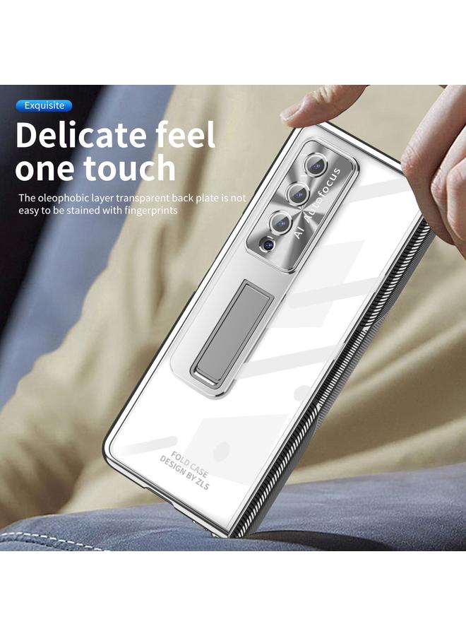 S-TOP Case For Samsung Galaxy Z Fold3 5G Magnetic Hinges Plating Phone Case with Holder - Image 3