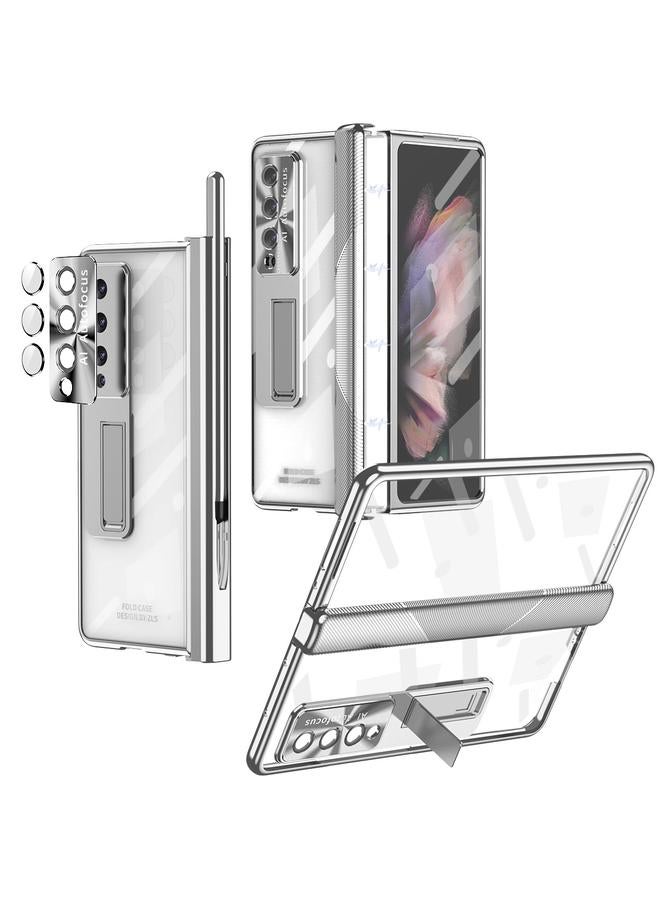 S-TOP Case For Samsung Galaxy Z Fold3 5G Magnetic Hinges Plating Phone Case with Holder - Image 1