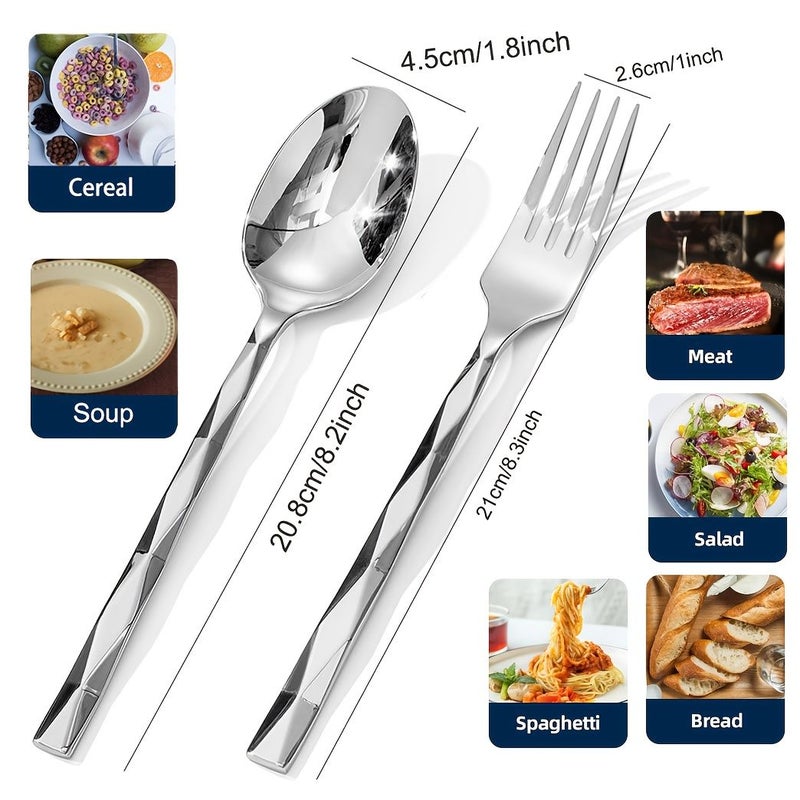 12pc Elegant Stainless Steel Dinner Spoon and Fork Set Mirror Polished Dishwasher Safe - Image 4