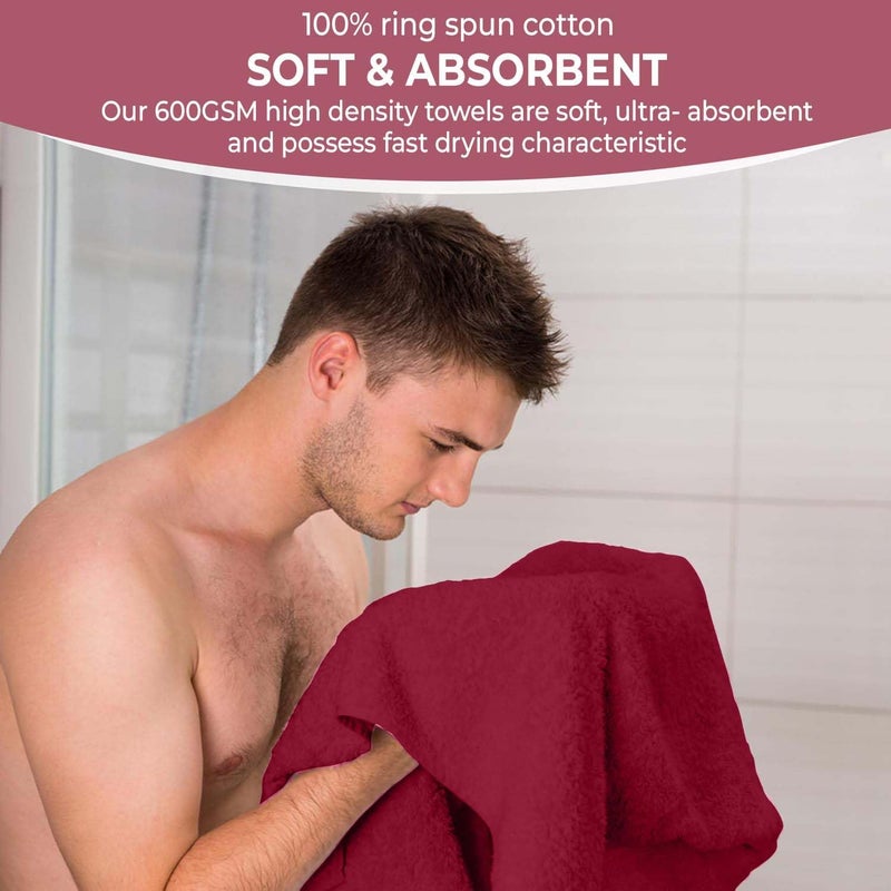 KAHAF COLLECTION Pack of 6 Bath Towels 27 x 54 Inches, 100% Cotton, Larger & Lighter Weight, Quicker to Dry, Super Soft and Absorbent, Perfect for Bathroom (Burgundy, Pack of 6 (27''x54'')) - Image 4