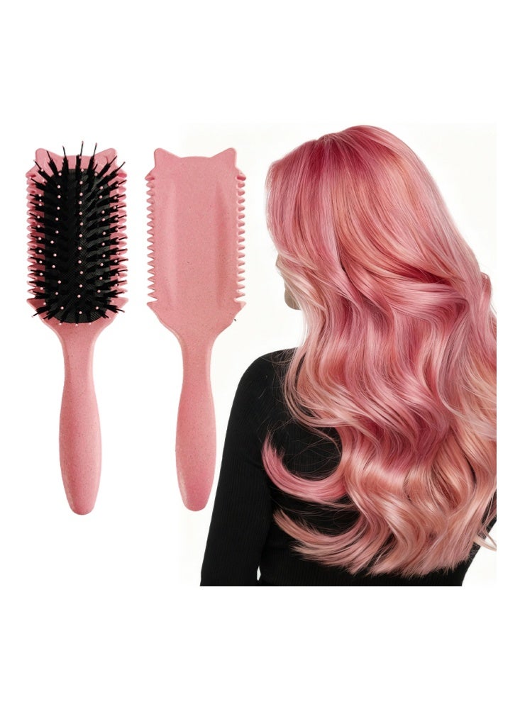 Bezzimo Bouncing Fine Toothed Cat Comb- Curly Hair Brush, Curl Defining Brush for Effortless Curly Hair Care, Funny Cat Ear Type Curl Brush Suitable for Wet & Dry Hair,Women and Men,Reduces Frizz (Pink) - Image 1