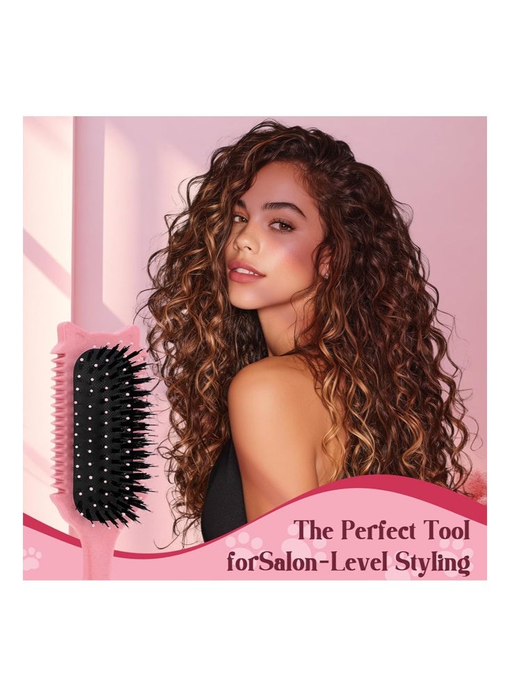 Bezzimo Bouncing Fine Toothed Cat Comb- Curly Hair Brush, Curl Defining Brush for Effortless Curly Hair Care, Funny Cat Ear Type Curl Brush Suitable for Wet & Dry Hair,Women and Men,Reduces Frizz (Pink) - Image 4