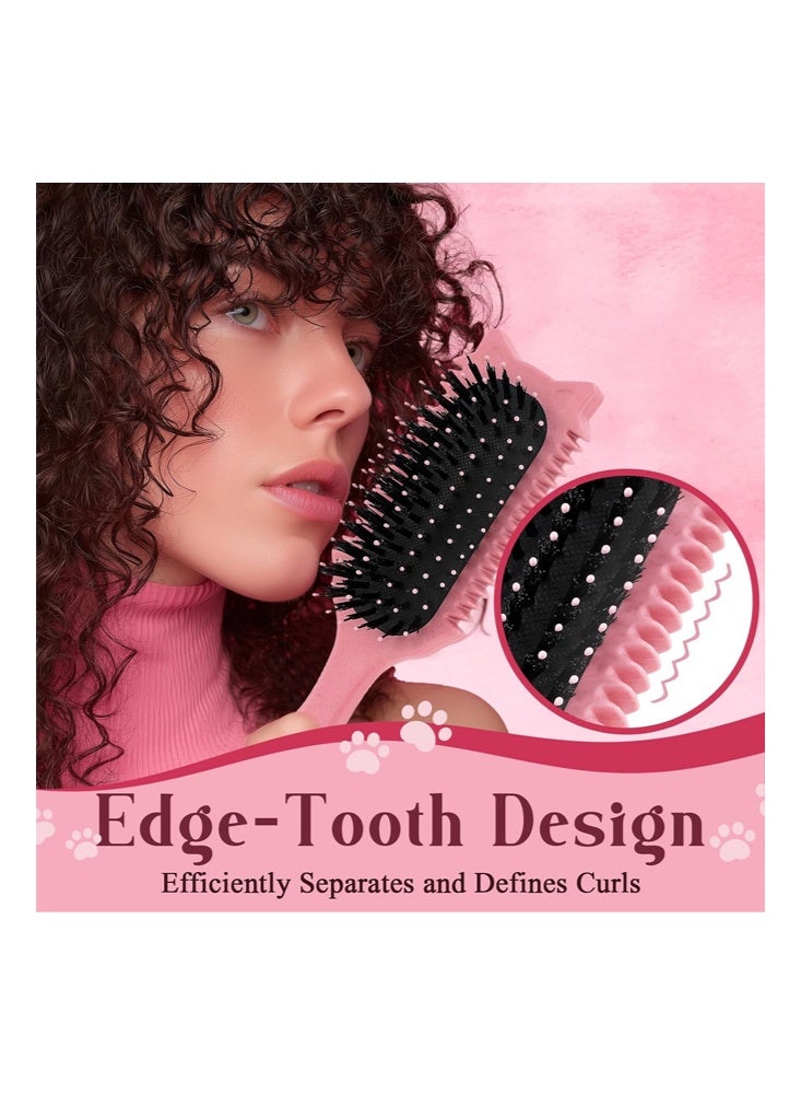 Bezzimo Bouncing Fine Toothed Cat Comb- Curly Hair Brush, Curl Defining Brush for Effortless Curly Hair Care, Funny Cat Ear Type Curl Brush Suitable for Wet & Dry Hair,Women and Men,Reduces Frizz (Pink) - Image 2