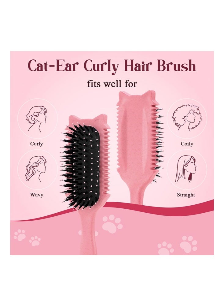 Bezzimo Bouncing Fine Toothed Cat Comb- Curly Hair Brush, Curl Defining Brush for Effortless Curly Hair Care, Funny Cat Ear Type Curl Brush Suitable for Wet & Dry Hair,Women and Men,Reduces Frizz (Pink) - Image 3