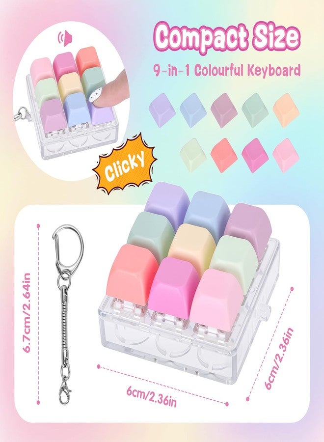 Dalycro Keyboard Fidget Toys for Adults, 9-in-1 Keyboard Clicker Fidget Keychain with Clicky Sound for Anxiety Stress Relief, Office Home Travel (9IN1-Style A) - Image 2