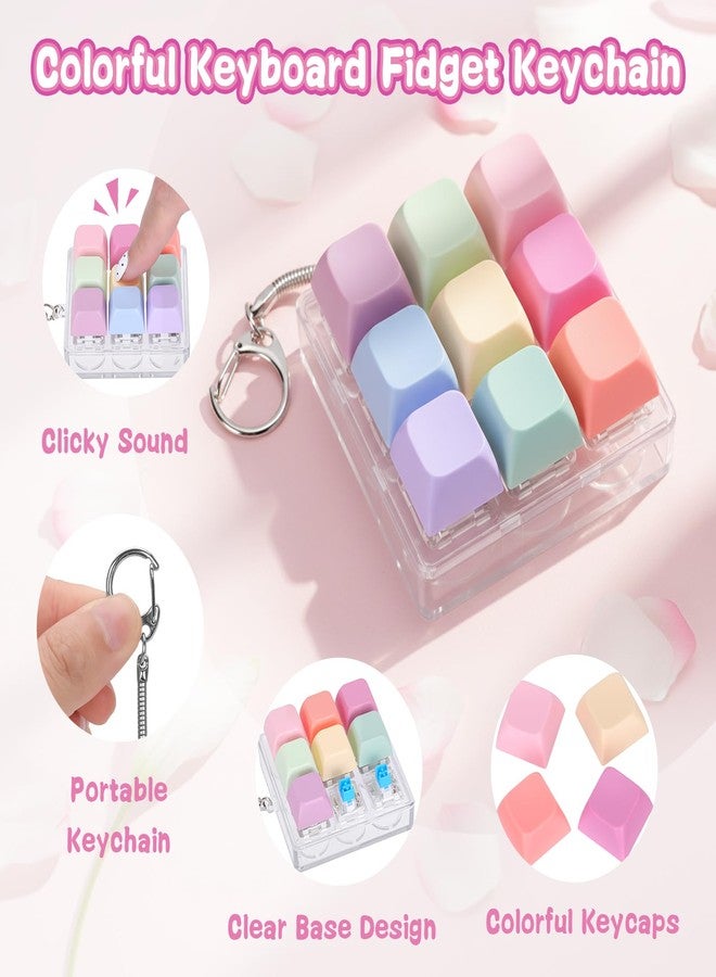Dalycro Keyboard Fidget Toys for Adults, 9-in-1 Keyboard Clicker Fidget Keychain with Clicky Sound for Anxiety Stress Relief, Office Home Travel (9IN1-Style A) - Image 3