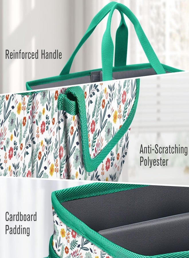 FINPAC Craft Storage Tote Bag with Multiple Pockets, Scrapbooking Carrying Case Storage Caddy with Handle for Sewing, Art, Desktop, Baby Care Supplies (Spring Bloom) - Image 4