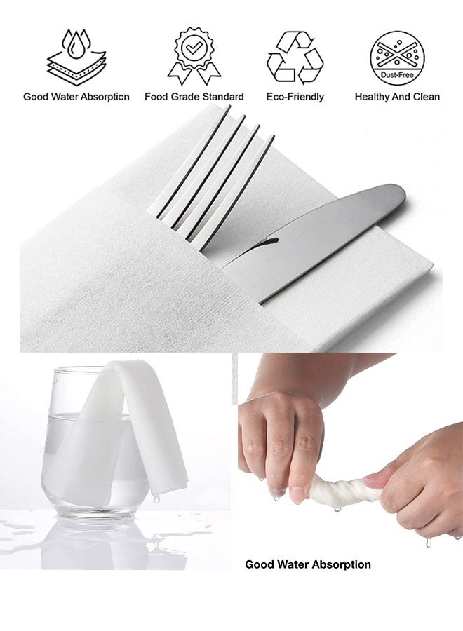 50 Pack Disposable Cloth Like Napkins,White Linen-Feel Pocket Napkins - Prefolded Disposable Cloth-Like Napkins with Built-in Flatware Pocket for Weddings, Parties & Events (16"x16") - Image 3