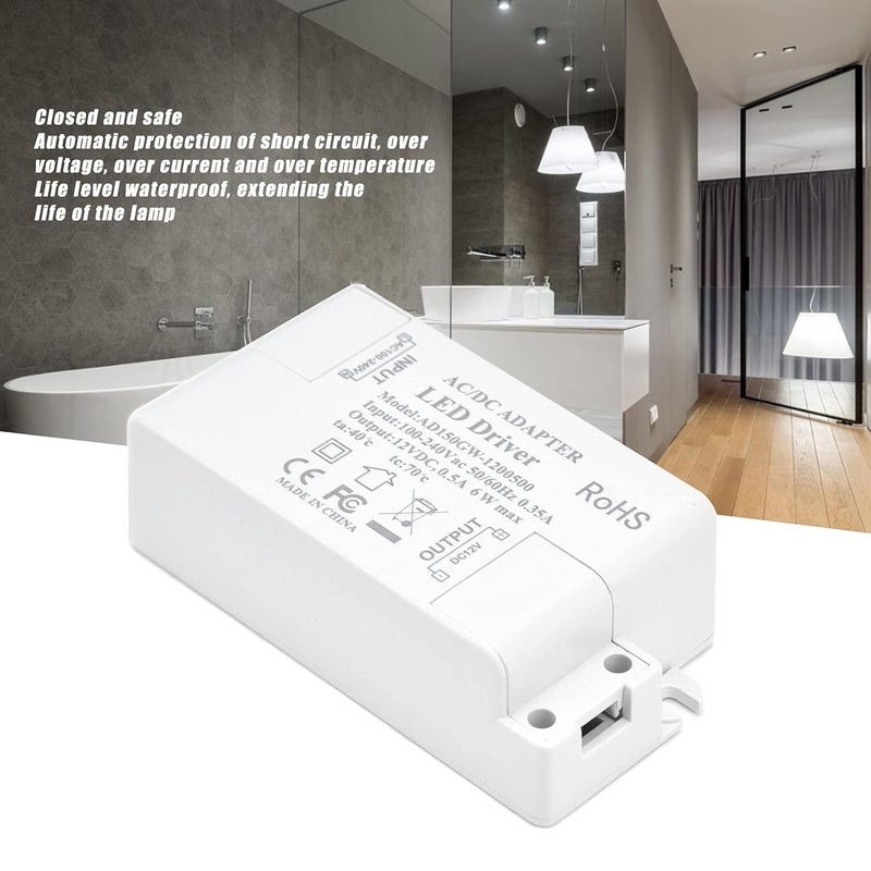 Lighting Lighting Accessories, AC100‑240V 0.35A Output DC12V 0.5A 6W LED Transformer Ideal for Bathroom Lighting US Closed and LED Driver Input Lighting - Image 4