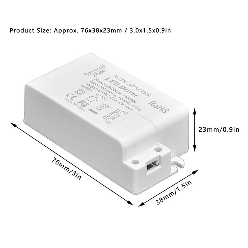 Lighting Lighting Accessories, AC100‑240V 0.35A Output DC12V 0.5A 6W LED Transformer Ideal for Bathroom Lighting US Closed and LED Driver Input Lighting - Image 5