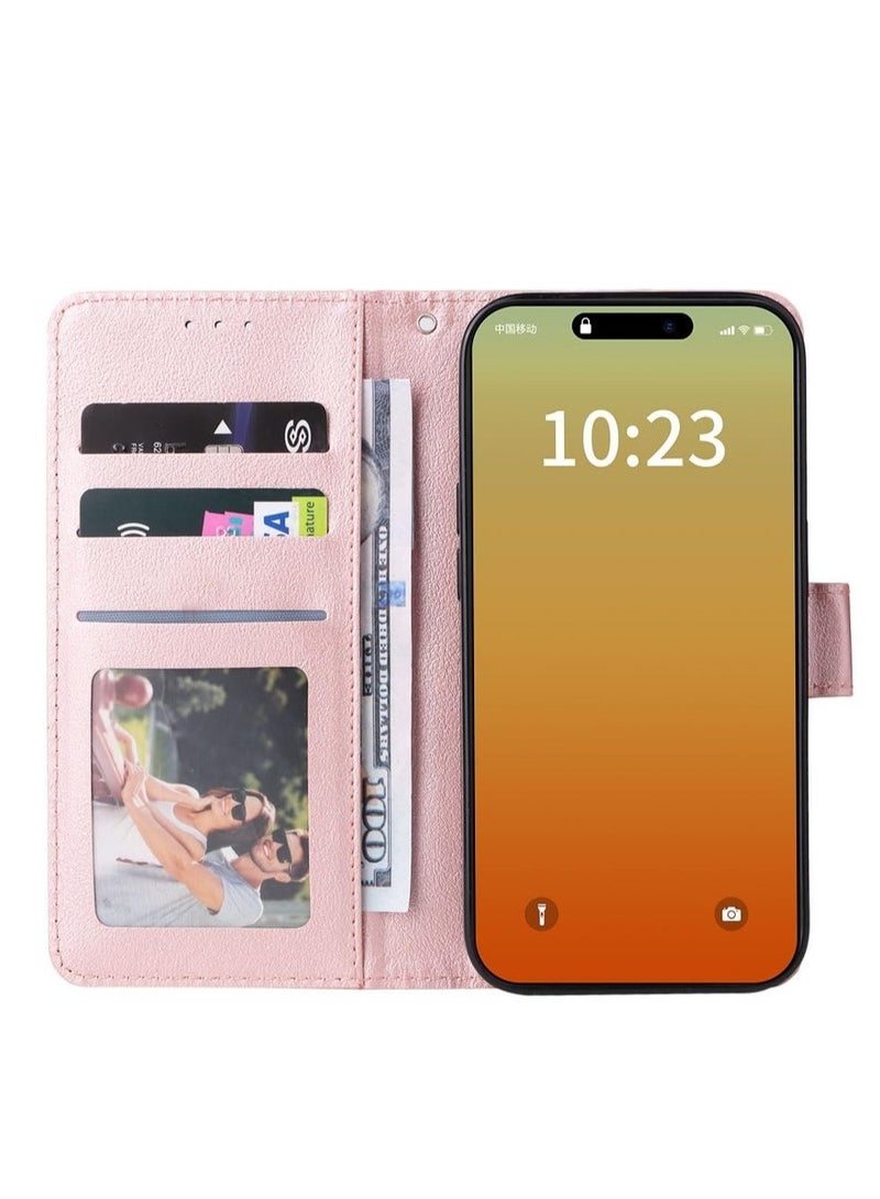 KASTWAVE Wallet Case for iPhone 15 Pro Max, PU Leather Phone Case, Lined Anti-Shock Shockproof Shell (Pink) - Image 2