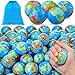 Poen 400 Pcs Globe Squeeze Balls 2 Inch Mini World Earth Stress Balls Bulk Educational Relief Foam Squeeze Ball with Blue Drawstring Bag for Finger Exercise School Reward Party Gift - Image 2