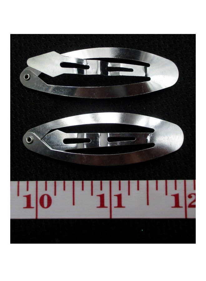 All In One 50Pcs Metal Silver Oval Shape Snap Hair Clips/Barrettes For Diy 60Mm - Image 5