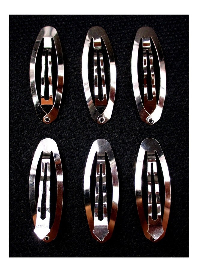 All In One 50Pcs Metal Silver Oval Shape Snap Hair Clips/Barrettes For Diy 60Mm - Image 3