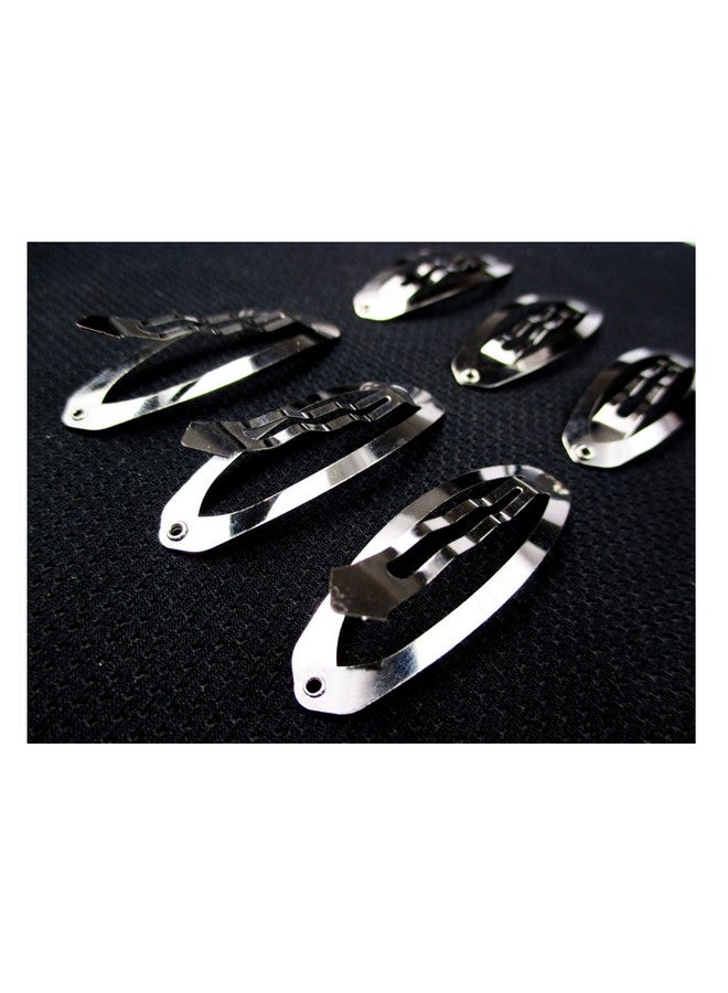 All In One 50Pcs Metal Silver Oval Shape Snap Hair Clips/Barrettes For Diy 60Mm - Image 4