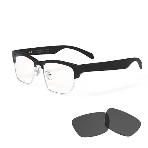 Tulbeys Bluetooth Audio Smart Glasses - Blue Light Glasses for Women and Men, Open Ear Sound with Mic & Speakers, Blue Light Filter & Polarized Sunglasses Lenses，Silver - Image 1