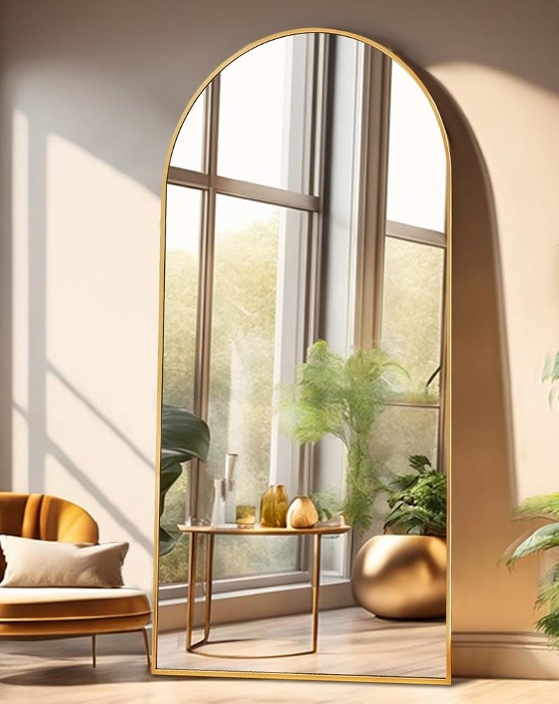ITSRG Floor Mirror, Full Length Mirror with Stand, Arched Wall Mirror, 27"x71"Mirror Full Length, Gold Floor Mirror Freestanding, Wall Mounted Mirror for Bedroom Living Room, Gold Gulf market trial optimized design - Image 2