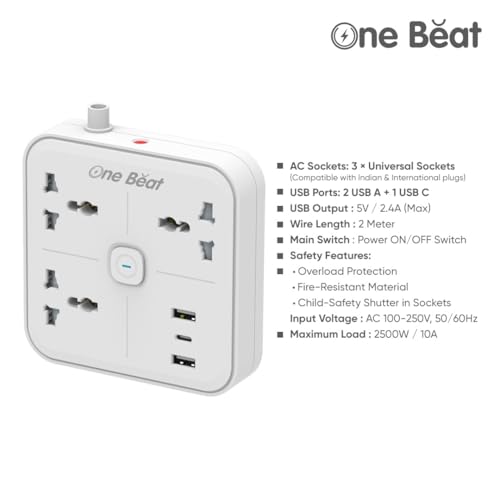 One Beat OB-20332-B Type C Charging & Surge Protection Box 3 Plus - Image 2
