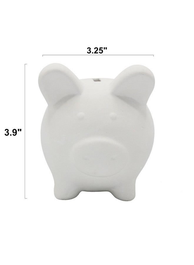 كرييتف هوبيز مجموعة من 4 تماثيل صغيرة على شكل خنزير من سيراميك جاهزة للطلاء - تتضمن الطلاء والفرش ودليل الاستخدام | Piggy Bank - Image 2